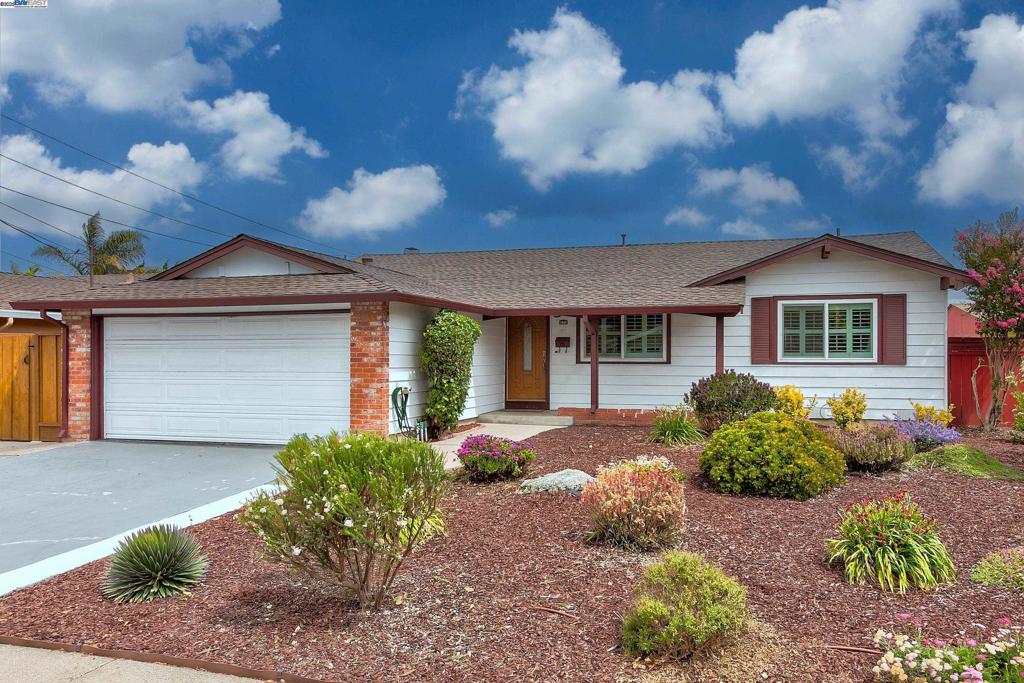 Sweet Hayward Rancher featuring 4 bedrooms and 2 baths, ideal for those seeking comfort with potential. This home offers upgrades to the kitchen and baths, new recessed lighting in kitchen and dining room, a brand-new roof with a 10 year warranty and energy-efficient dual pane windows throughout. Step into a large, freshly landscaped backyard with plush green lawn and a budding floral garden—perfect for outdoor enjoyment. While move-in ready, this home still offers opportunities to personalize and refresh with your own touch. Original hardwood floors are hidden beneath the bedroom carpets, as well as the hallway and living room vinyl wood planks... ready to be refinished and become a part of your decor. Conveniently located near major commute routes, shopping, and within walking distance to local schools, this is a smart choice for both lifestyle and location.