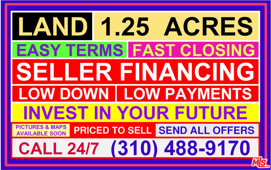 NEAR HWY 58 & CALIFORNIA CITY BOULEVARD - Amazing Location. On Venice/Purdue Street, Within Very Close Proximity to Hwy 58 to the South and California City Blvd to the East in Mojave. Zone: A-1 Limited Agriculture with T Zoning. Size: 1.25 Acres, 330' x165', Flat, APN 234-510-09, GPS coordinates 35.015520,-117.910640.
