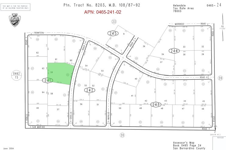 2.36 Acres (APN: 0465-241-02) GPS: 34.71354, -117.45211 This 2.36 acres and is located north of Adelanto, CA. The County of San Bernardino has zoned the property Rural Living- 5 Ac Minimum. According to the County this land use designation zoning district provides for single family homes on 5 acre lots. Residential electricity is approx 0.3 miles west. Residents in the area have private water wells and septic tanks for their needs. Nearby Lots also for sale. Quite a bit of property in the area is managed by the Bureau of Land Management (BLM). The BLM is a government agency that manages public lands for a variety of uses for the enjoyment of present and future generations. Approximately 11 million acres, of its 25 million acres, is protected and preserved as the California Desert Conservation Area. These public lands and off road trails can be used, per the BLM rules. This property does not yet have an address. While the boundary lines on the map offer a glimpse, they are only approximate. A Buyer should verify boundaries, zoning and utilities, ensuring every aspect aligns with their vision for the property.