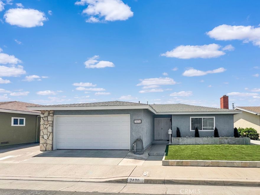 SINGLE STORY | MOVE-IN READY | PRIME LOCATION | CUL-DE-SAC | Step into this beautifully maintained single-story home in the heart of Buena Park, where comfort, style, and convenience come together seamlessly. From the moment you enter, you’ll be greeted by an abundance of natural light that enhances the home’s inviting atmosphere. The spacious Living Room features large windows, newer carpet, and a fireplace — perfect for relaxing evenings or entertaining guests. The Chef’s Kitchen is a true highlight, featuring an upgraded deep sink, built-in oven, stovetop, ample cabinetry and countertops open to the Dining Room, so the chef is always open to the center of the home. The adjacent dining area opens to the backyard through a sliding glass door, making indoor/outdoor entertaining effortless. The expansive Primary Suite offers peace and privacy, large walk-in closet, and a bright Ensuite Bathroom. The second Bedroom is well-sized, ideal for family, guests, or a home office. The fully renovated secondary Bathroom boasts quartz countertops, an undermounted sink, a walk-in shower with custom tile, and a frameless glass shower door — combining functionality with modern elegance. Additional features include hallway storage, a linen closet, and a two-car garage with built-in cabinetry, offering plenty of room for organization or workspace. The artificial turf in the front yard combines with the extensive patio in the backyard makes this a truly low-maintenance home. Energy-efficient solar panels add extra value and savings. LOCATION: Located just minutes from Knott’s Berry Farm, Medieval Times, Porto’s Bakery, Starbucks, Shopping Centers, with easy access to the 91 and 39 freeways, this home places you close to the best of Buena Park living — blending charm, comfort, and convenience into one perfect package.
