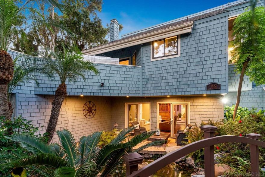 Discover coastal perfection at 2122 Del Mar Heights Road! This 4-bedroom plus large office, 5-bathroom home spans 3,859 square feet with stunning panoramic ocean views that captivate from every angle. Located in prime Del Mar Village, this rare property in this condition and location is truly hard to find. Experience seamless indoor/outdoor living with spectacular ocean vistas that create a breathtaking backdrop for everyday life and entertaining. Walk to pristine beaches, enjoy proximity to top-rated schools, and benefit from convenient freeway access for easy commuting. A private alley provides direct access to the 2-car garage with electric charger and sleek epoxy flooring, plus two additional parking spaces ensuring ample room for residents and guests. Extensive upgrades include professionally designed landscaping with an inviting seating wall, outdoor shower perfect for post-beach relaxation, custom closet buildouts maximizing storage throughout, converted indoor laundry room, ceiling fans in all rooms for year-round comfort, and strategically added electrical outlets for modern functionality. The fully paid-off solar system on the roof significantly reduces utility costs with no batteries needed. A complete Vivint home alarm system with sensors and exterior cameras provides comprehensive security and peace of mind. Retreat to the private zen garden featuring a soothing waterfall, creating the perfect sanctuary for meditation, relaxation, and outdoor entertaining. This exceptional Del Mar residence combines luxury, unbeatable location, and breathtaking views!!