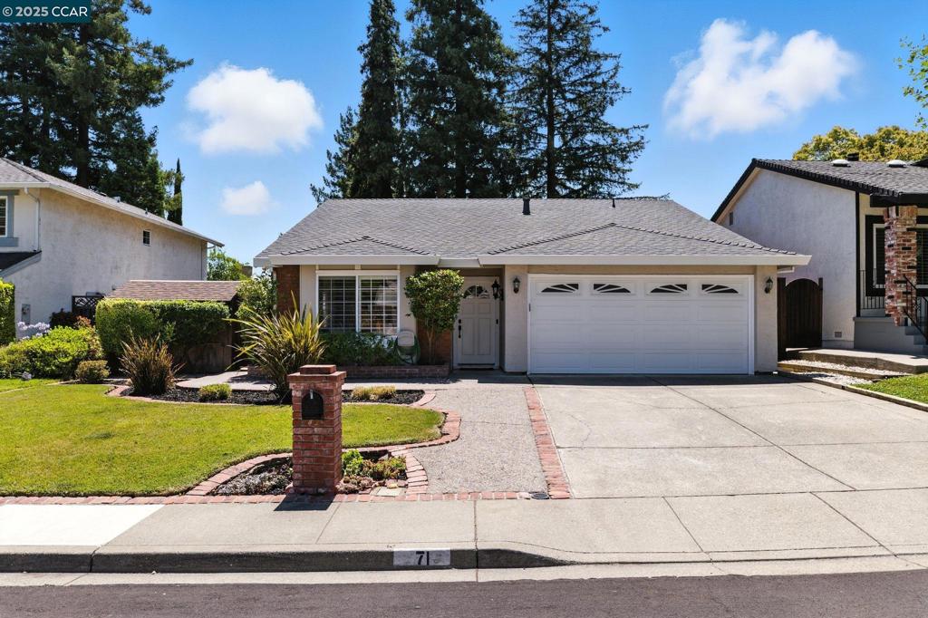 Welcome to this stunning, upgraded single-story home, ideally located at the end of a peaceful court in the highly sought-after Twin Creek South neighborhood. Beautifully maintained and thoughtfully updated—including a brand-new roof—this immaculate home offers a desirable floor plan featuring four bedrooms, two full bathrooms, a formal living and dining room, and a cozy family room with a gas fireplace. It’s perfect for young families starting out or those looking to downsize in comfort. The gourmet kitchen is the heart of the home, showcasing a large center island, rich cabinetry, stone countertops, a gas range with overhead vent hood, stainless steel appliances, and stylish tile backsplashes. The spacious primary suite is a serene retreat with its own private patio and features a luxurious soaking tub, recessed lighting, elegant stone accents, and tasteful décor. This move-in-ready home offers the ideal blend of comfort, elegance, and functionality, all conveniently located near the community pool, San Ramon City Center’s shopping and dining, and San Ramon’s award-winning schools