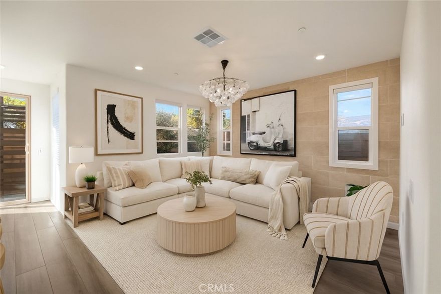 Welcome to 2323 Apple Court, Upland - A beautifully maintained former model home in the highly sought-after Harvest community.
Built in 2019, this end-unit residence offers 3 bedrooms and 2.5 bathrooms with no rear neighbors and views of the community playground. The open-concept entertainers main level features pre-wired sound so you can listen to music in your modern kitchen and dining area that open to a private patio through sliding glass doors—perfect for outdoor dining or relaxing. Upstairs, the spacious primary suite includes 2 walk-in closets and en-suite bath, complemented by two additional bedrooms and a full hall bath. Upstairs loft area is great for office or additional living space upstairs. Additional features include a two-car attached garage, tankless water heater, energy-efficient leased solar system and recessed speakers in the living area. New luxury vinyl plank has been used to replace all carpet as well as new paint, making this home ready to move in!

Residents of the Harvest community enjoy access to a pool, spa, fitness center, clubhouse, playgrounds, community garden and more—all close to local shops, restaurants, and top-rated schools and colleges.