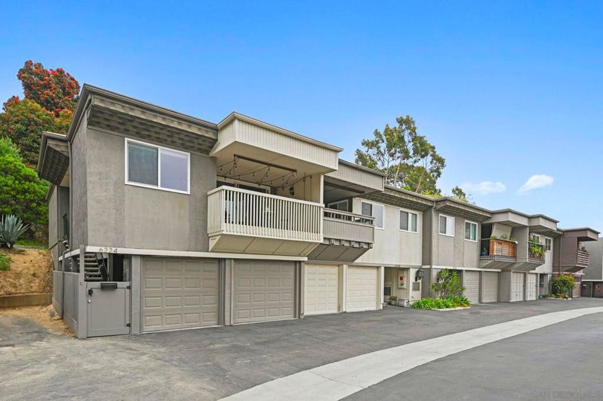 THE ONE THAT CHECKS ALL THE BOXES! This bright end-unit townhome checks all the boxes, FHA & VA approved, private setting, and gorgeous open views. Enjoy rare greenbelt privacy with no neighbors behind you, a feature that truly sets this home apart in Friars Village! Unlike most units with two shared walls, this one shares only a single wall, offering an exceptional sense of space and quiet. Inside, the 2 bed / 1 bath layout feels airy and inviting with dual-pane windows and sliders (updated within the last 5–6 years) and three energy-efficient mini-splits providing year-round comfort. The open-concept living area flows seamlessly to a private view patio, perfect for relaxing or entertaining with serene greenery as your backdrop. Practical perks include in-unit laundry, an attached two-car garage with direct access, and a low-maintenance lifestyle ideal for busy professionals, students, or first-time buyers. Community amenities feature a pool, spa, clubhouse, BBQ areas, and playground, all in a prime Mission Valley location just minutes from USD, Fashion Valley, Mission Bay, and Downtown, low-maintenance living with unmatched privacy, comfort, and convenience that truly stands out from the rest.  Seller-reported updates include a new electrical panel (2025), new garbage disposal, added kitchen backsplash, new kitchen faucet, a painted bathroom vanity with new hardware, new bathroom light fixtures, a new medicine-cabinet mirror, new hallway light fixtures, storage racks installed in the crawl space, and a wooden surf rack in the garage.