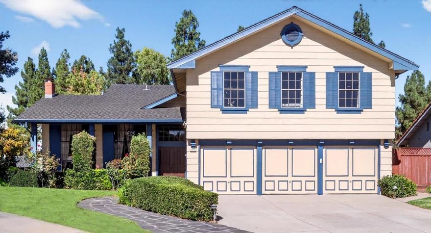 Located on a wonderful cul-de-sac in the desirable Almaden Hills Estates neighborhood of Almaden Valley, this spacious 3,273sf home showcases soaring ceilings, an elegant spiral staircase, 2 fireplaces and abundant natural light, setting the tone for an open, inviting floor plan.  This former model home offers 4 bedrooms, 3 full baths, and an oversized upstairs bonus room, a versatile space perfect for a playroom, media room, office, or potential 5th bedroom. Enjoy relaxing or entertaining by the backyard pool, which enhances the home's inviting atmosphere. The downstairs level conveniently includes one bedroom (currently used as an office with no closet) and a full bathroom and laundry, utility room. Formal living and dining rooms feature impressive, high, vaulted ceilings, creating an ideal setting for entertaining.  The primary suite is complete with vaulted ceilings, a sitting area, a walk-in closet, and a large en-suite bathroom. Additional features include a spacious 3-car garage, providing ample storage & parking.  This property is situated in a desirable location near golf clubs, Almaden Lake, Guadalupe Oak Grove Park, scenic hiking trails, and Shopping Centers. The area is served by Great Almaden Valley schools.  A Diamond in The Rough, Create Your Dreams!
