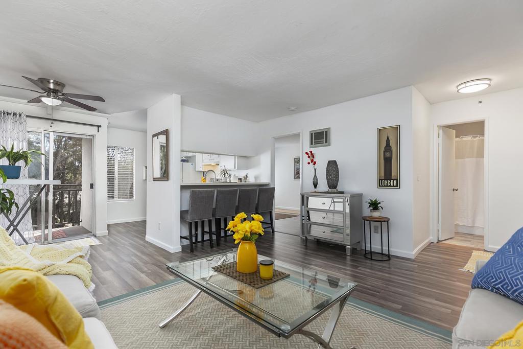 Seller will entertain offers between $349,000 - $389,000. Best area in the complex! Light and bright top floor quiet and serene unit. Enjoy peace and quiet while overlooking trees and canyon views. New freshly painted throughout. New kitchen blinds. New kitchen faucet, new garbage disposal and new dishwasher. New kitchen under sink angle stop valves. New bathroom sink faucet. New screens on windows. Closest location building near the pool and community laundry room. One covered carport space #90. Low HOA Fee! Guest parking. Pets allowed w/some restrictions. Complex has a pool, spa/jacuzzi, and close to walking trails. Easy access to I-8 and public transit. Close to Coleman Collage, San Diego State University, Grossmont shopping Centers, restaurants, pubs and so much more. A Must See!