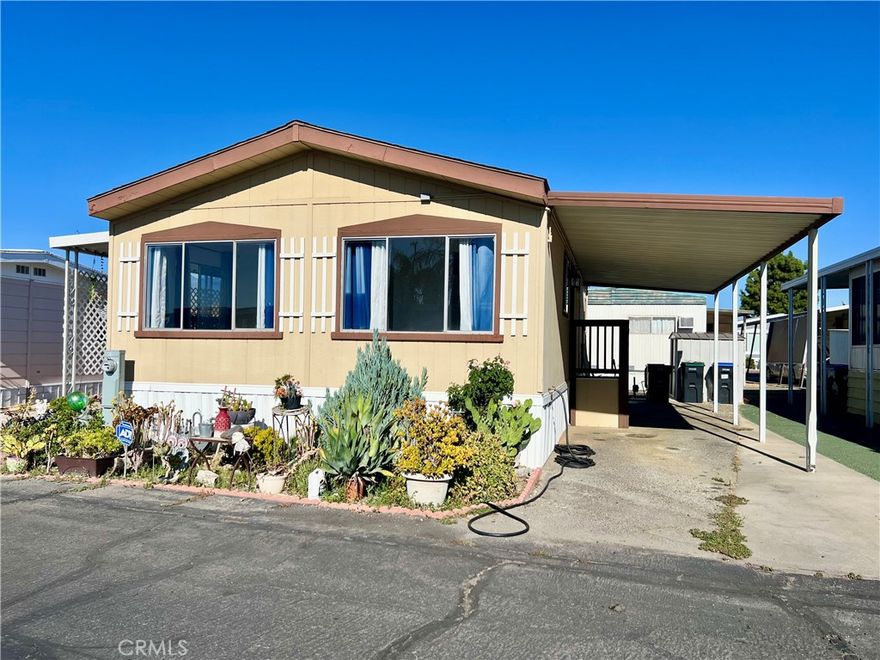 "The 55+ Golf Course Community of Arroyo Fairways offers a tranquil and amenity-rich retirement lifestyle. This particular home, is well cared for, featuring A covered front porch with beautiful views of the Idyllwild mountains. The kitchen seamlessly flows into a dining room. The living room is bathed in natural light through the picture windows, offering picturesque views of the evening sunsets. The master bedroom has a wardrobe closet & ceiling fan. Master bathroom has a shower/tub combo. Nice size quest bedroom & guest bathroom has a shower/tub combo. The home has laminate wood flooring throughout. Residents of Arroyo Fairways can enjoy a variety of community amenities, including a clubhouse with a newly remodeled full kitchen and TV room, billiards, covered shuffleboard courts, a swimming pool, and a jacuzzi, all while benefiting from free golf. This peaceful and scenic community is the perfect setting to relax and fully embrace retirement."