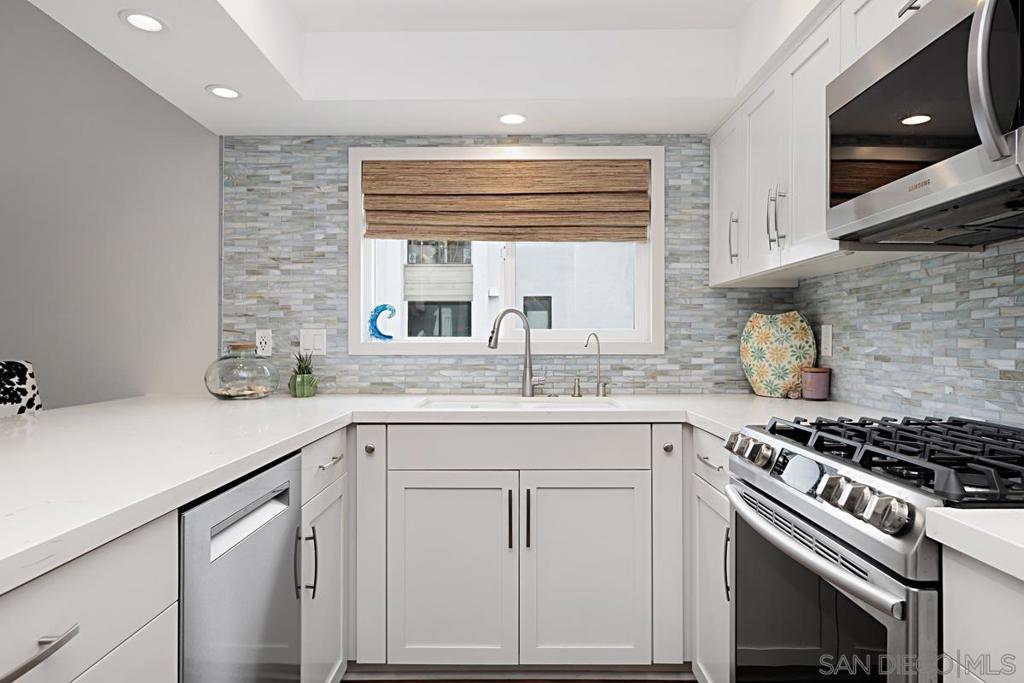 Coastal location west of Interstate 5, Its proximity to the beach, local dining, the race track, dog beach, Fletcher Cove, and the shopping destinations of the Cedros District & Flower Hill Mall. Newer windows enhance tranquility and efficiency, ensuring the home remains insulated and serene. With no units above or below and most sought-after floorplan in the Triple Crown community. comprehensive and thoughtful upgrades, this residence sets the stage for an exquisite living experience. Boasting high vaulted ceilings and an abundance of natural light, the space feels open and airy. Central heating & air, an oversized single-car garage plus an assigned parking space, and access to deluxe community amenities such as a pool, spa, and sauna