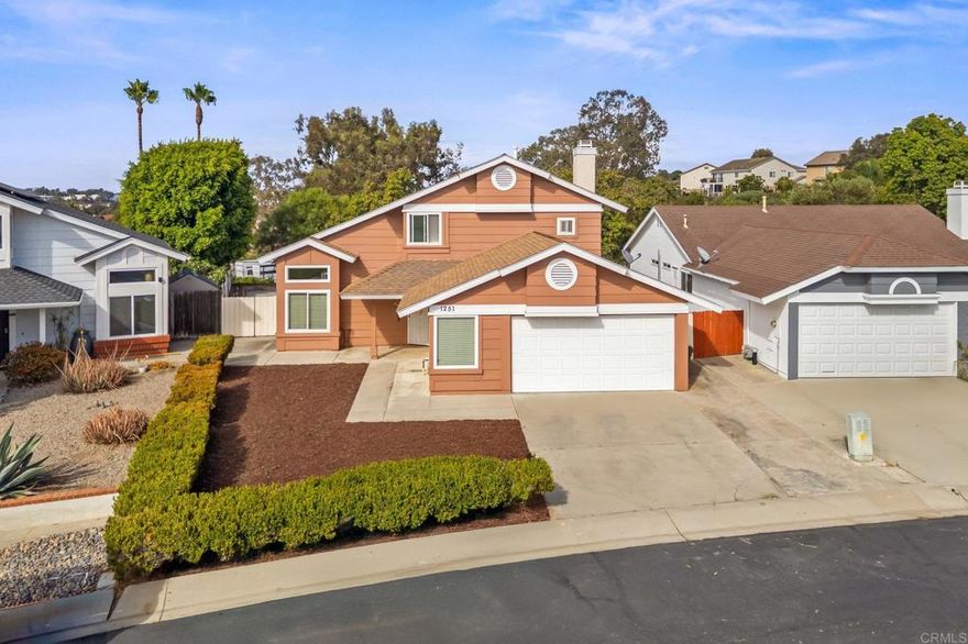Hidden Gem on a cul-de-sac! Enjoy the fabulous Remington Park in your own backyard with picnic tables, volley ball, basketball, RV parking and lush landscape. This cozy home sits perched above the beautiful greenbelt of the park with expansive northerly views, mature trees, including an avocado tree, and an ideal floorplan. Upgrades include granite counters, air-conditioning and a new water heater. With three bedrooms and 2.5 baths, vaulted ceilings, oversized garage, a low HOA fee & no Mello-Roos this is a deal you shouldn't pass up. Easy maintenance yard leaves more time to enjoy San Diego's beaches only 10 minutes away. Close to shopping, coffee shops, schools, colleges, and restaurants with easy access to 78, 76, and I-5.