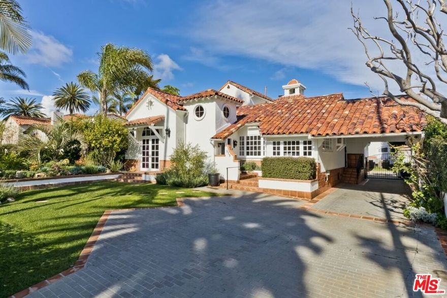 Coveted North of Montana location just blocks from shops, restaurants, etc. This timeless gated Spanish home exudes the ultimate Santa Monica lifestyle. Authentic details throughout include wood floors, iron fixtures, beams and tilework. Classic living and dining rooms. Four bedrooms, 4 baths in the main house, plus an open office area off the family room. The repurposed garage (measuring approx 662 sq ft) boasts vaulted wood beam ceilings, Saltillo tile floors, a beautiful bath with steam shower. Wonderful outdoor spaces include a grass yard, entertaining patio, built-in bbq area and pool & spa plus pool bath -- all with great privacy. Neither Seller nor Broker/Agents guarantee the accuracy of the square footage, lot size, permits or other information concerning the conditions or features of the property. Buyer is advised to independently verify the accuracy of all information through personal inspections and with the appropriate professionals. Seller does not know the condition; therefore, seller will not provide any repairs or credits.