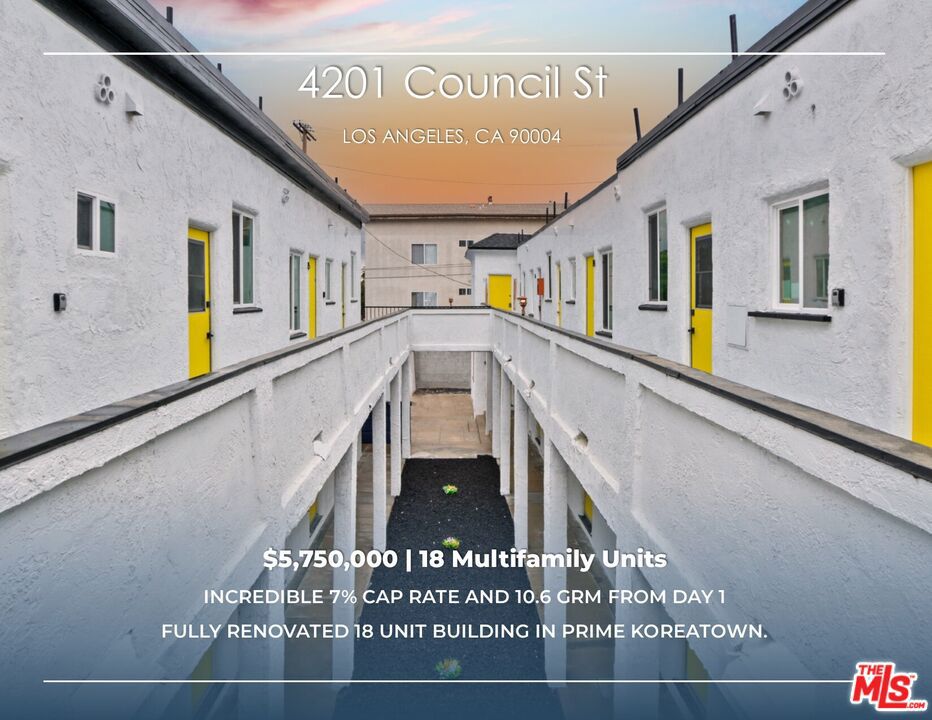 Huge 650k Price Reduction! 100% Fully Renovated 18-unit apartment building with permits cash flowing at an amazing 7% Cap Rate and 10.6 GRM from day 1! All units have already been leased at full market rents of over $2,500 per month on average providing an incredible cash flow. The offering provides investors with a unique opportunity to purchase a premium asset that was completely vacated and renovated. 201 N Normandie Avenue was built in 1923 and boasts 16 stylish apartment homes renovated in 2023 as well as 2 brand-new detached ADUs built in 2024. Ownership has conducted a complete property restoration with permits. It features an attractive unit composition of eighteen (18) spacious and well-designed One-Bedroom | One-Bathroom units. In all, 201 North Normandie Avenue features ~8,677 square feet of improvements on a collective ~7,700 square feet of land, zoned LAR3. The property is separately metered for gas and electrical utilities to further reduce operating costs. The property has seen a complete restoration, down to every inch. Overall systems were overhauled with a new roof, plumbing, and electrical systems were updated within the last couple of years with a new panel and wiring. Also, there are updated HVAC systems and new windows in each unit. When approaching the property, tenants are invited with a unique and inviting color scheme featuring a fresh paint job and stylish landscaping. The units have undergone gut-level updating with new wood flooring, updated lighting fixtures, and brand-new kitchen and bathrooms. In the kitchen, there are new cabinets, modern countertops, and new water heaters. The bathrooms boast new vanities and modern fixtures along with sleek shower stalls. The location is in the heavily sought-after Koreatown and Wilshire Center sub-markets. 201 N Normandie Avenue is poised to capitalize on the tremendous momentum in the immediate area and neighboring Hollywood and Downtown. The subject property's transit-oriented and highly walkable location offers residents access to a myriad of entertainment venues, cultural destinations, and dining options nearby. Given the property's location and strong income metrics, 201 N Normandie Avenue is an ideal investment for investors seeking immediate returns along with long-term wealth preservation and appreciation.