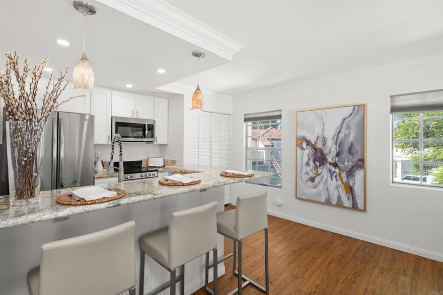 LOVELY TURN KEY CHARMING STUDIO FEATURING MODERN WHITE CABINETS, STAINLESS STEEL APPLIANCES, GRANITE COUNTERTOPS, NEW A.C. UNIT, W&D, WATER HEATER & APPLIANCES WERE INSTALLED IN 2021. CONVENIENT IN-UNIT LAUNDRY CLOSET, MURPHY BED THAT MAXIMISES LIVING SPACE! IMPECCABLE WOOD LAMINATE FLOORS. BATH WITH CUSTOM CABINET & GRANITE COUNTERTOPS. ENJOY A CUP OF COFFEE ON THE PRIVATE BALCONY SURROUNDED BY BEAUTIFUL TREES! ONE CAR GARAGE/DETACHED.  IDEAL FOR INVESTORS OR FIRST TIME BUYER WITH EXCELLENT POTENTIAL FOR HIGH RENTAL INCOME. PRIME LOCATION. NEAR A BEAUTIFUL LAKE WITH FISHING, PADDLE BOAT, BBQ, VOLLEYBALL AT THE SANDY BEACH, TENNIS COURTS. CLUBHOUSE PERFECT FOR HOSTING A SPECIAL EVENT. IN ADDITION JUST MINUTES FROM AWARD-WINNING SCHOOLS, TRADER JOE'S, SHOPS, RESTAURANTS AND FREEWAY. NO MELLO-ROOS! THIS RARE FIND COMBINES AFFORDABILITY, CONVENIENCE AND THE JOY OF LAKE LIVING! IT WON'T LAST!