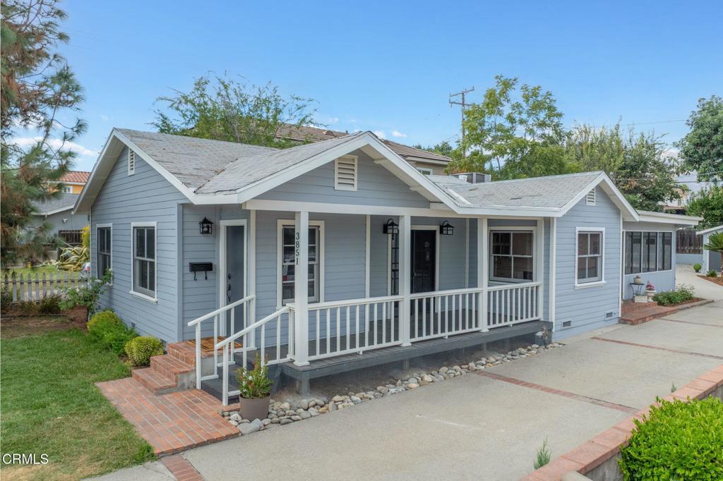 Welcome to 3851 Blanche Street--a bright and cheerful home resting on a quiet side street in East Central Pasadena. With warm interiors, a private backyard, and a versatile, detached workshop, you've found the perfect place to call your very own. The spacious living room, with French doors to the porch, is filled with natural light. An arched doorway opens to the bright and cheerful kitchen, outfitted with stainless steel appliances and a cozy breakfast nook for unhurried mornings. Two bedrooms are tucked along a hallway, and are joined by a Jack-and-Jill bathroom. At the back of the home, a spacious family room/den is wrapped in windows--perfect as a play area, media room, or any number of other convenient options to suit your needs. One more bedroom rests just behind, offering added privacy and comfort. Out back, the low-maintenance yard is ideal for lounging on Adirondack chairs or setting up the BBQ and, attached to the 2 car garage, a standalone workshop is easily converted into an office, creative studio, or home gym. Conveniently located near the 210 freeway, grocery stores, restaurants and other conveniences of lower Hastings Ranch, 3851 Blanche Street invites you to embark on a wonderful new chapter.