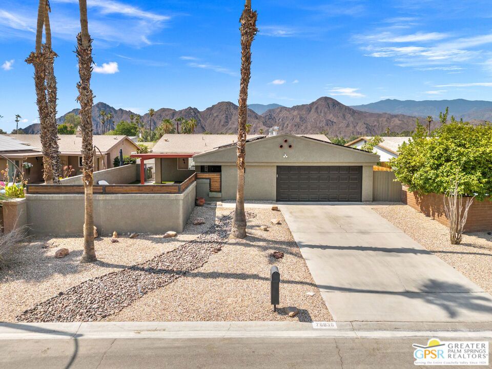 Discover a perfect blend of comfort, style, and efficiency in this beautifully renovated 3-bedroom, 2-bath single-family home, ideally situated in the sought-after Palm Desert Country Club. Whether you're looking for a refined family residence or a premium investment property, this desert gem offers elevated living in every detail. Freshly updated with new designer paint and plush carpeting, the home features a light-filled open floor plan designed for effortless entertaining and everyday luxury. The inviting living and dining areas flow seamlessly into a well-appointed kitchen, while the spacious primary suite offers a peaceful retreat with a private en-suite bath and generous closet space. Step outside to your own private front yard sanctuary, where a spa/hot tub invites relaxation under the stars. The expansive outdoor space is ideal for al fresco dining, play, or hosting gatherings in true resort style. A rare and valuable feature, the oversized two-car garage offers ample room for vehicles, plus additional space for a golf cart, workshop, or storageperfect for both growing families and savvy investors. Enjoy substantial energy savings with the leased solar panel system, offering both eco-conscious living and lower utility costs, particularly during the summer months. As an added benefit, there is NO HOA, allowing for more savings! Nestled near world-class golf, schools, shopping, and dining, this home delivers a premier desert lifestyle with the potential for strong rental income or year-round enjoyment. Experience the perfect balance of elegance and function in this Palm Desert Country Club retreat. Schedule your private showing today!