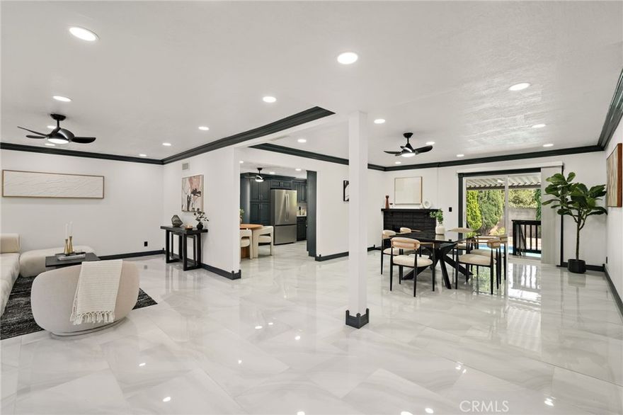 Beautifully updated 5BD/2BA single-story pool home in a quiet San Dimas neighborhood. This move-in-ready residence features new porcelain and laminate flooring, fresh interior and exterior paint, and recessed lighting throughout. The kitchen has been fully renovated with quartz countertops, brand-new Whirlpool appliances, custom cabinetry, and modern fixtures. Both bathrooms have been completely remodeled with new vanities, tiled showers, quartz surfaces, toilets, and enclosures.



Additional upgrades include a 200-AMP electrical panel, new ceiling fans, USB/USC outlets in all rooms, new interior and closet doors, and a stylish new front entry door. The finished garage includes new drywall and paint, epoxy flooring, new garage door openers, and a fire-rated door to the interior. A new hot water heater and recently updated HVAC system offer energy efficiency and comfort.



Outside, enjoy new vinyl windows and sliding doors, new patio posts, a new wooden gate, upgraded exterior lighting, a secure locking mailbox, and an earthquake safety valve on the gas meter. The backyard features a private in-ground pool, perfect for entertaining or unwinding. The property has several mature fruit trees, pomegranate, grapefruit, orange, and a plum tree.



This turnkey home blends modern finishes with practical upgrades and is ideal for families with a resort-style outdoor space. Located near parks, schools, shopping, and freeways. A rare opportunity to own a fully remodeled pool home in a great neighborhood!