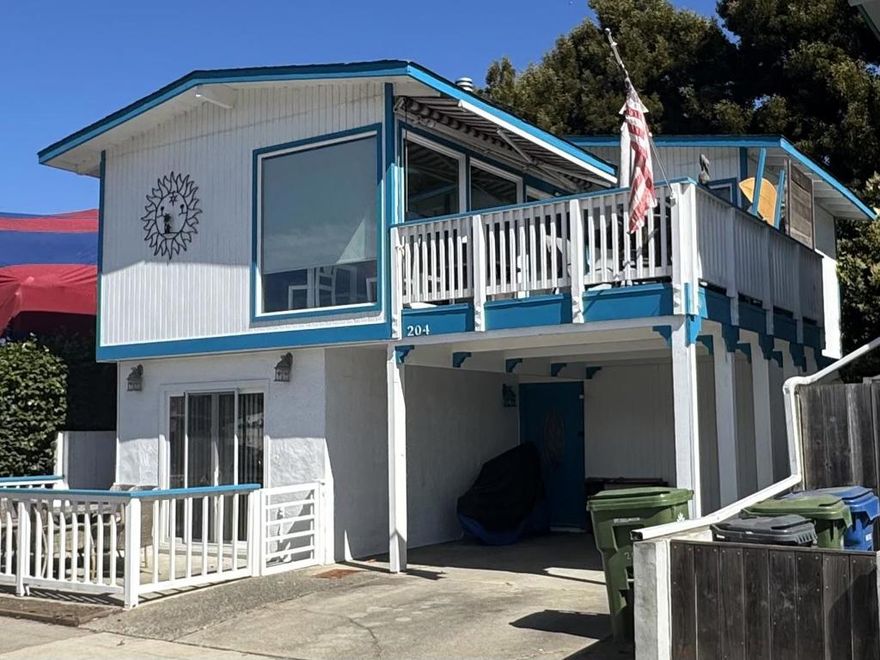 Welcome to this charming 3-bedroom, 2-bathroom home nestled in the desirable city of Aptos, located only 11 houses away from Rio del Mar beach.  With 1,204 square feet of living space, this residence offers a comfortable and inviting atmosphere for all.   Flat easy walk to beach, deli, restaurant, coffee shop and convenience store.  Reverse floor plan has two bedrooms and full bath on ground floor.  Fenced back yard with 8x15 foot out building,  good for storage or crafts.   Upstairs has third bedroom, second bath,  kitchen, outdoor patio and  Living room with  open beamed high ceiling.