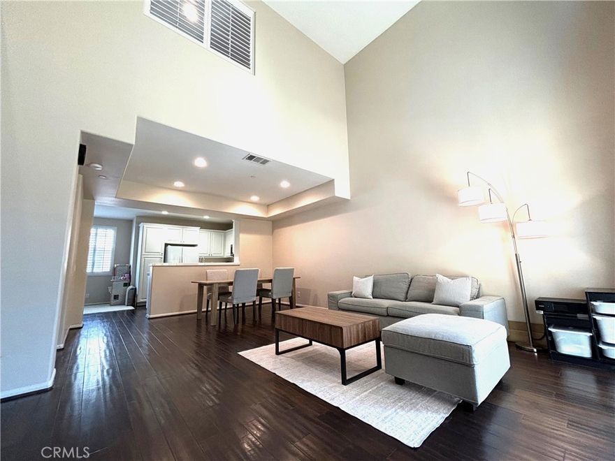 Welcome to your cozy townhome nestled at the highly desirable Celamonte Community in Butterfield Ranch Area, Chino Hills. This well-designed townhome boasts 1,436 sqft of comfortable living space, featuring 2 bedrooms, 2.5 baths. One bedroom with an ensuite bathroom with private patio located on the first floor. You can enjoy a large living room and dining area with two story high ceiling and balcony for entertaining. The luxurious master suite furnishes a spacious walk-in closet and dual sinks in the ensuite bathroom. The open floor plan offers many clear views that highlight the spaciousness of the unit. The current owner installed tankless water heater, a new garage opener, Tesla home charger, new kitchen appliances – range, dish washer, and microwave. The community offers elegant resort style amenities with pool, spa, outdoor fireplace, and children playground. It will be a great opportunity to live close to Prado Regional Park, famous for outdoor recreation and adventure offerings. And it is located in Chino Valley Unified School District and a very convenient location for major FWY 71 & 91. HOA dues include water, sewer, trash, ground maintenance, and fire insurance. This beautiful unit is ready for you to move in. Don’t let this opportunity pass you by.