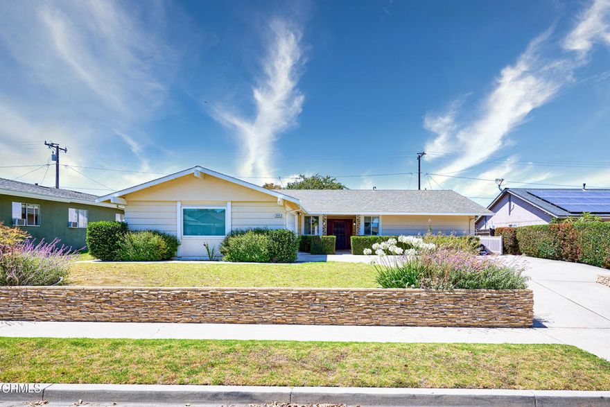 Spacious single-story layout: 5 bedrooms, 2.5 baths. Flexible floor plan:use as 5 bedrooms or 4 + office/den (ideal for remote work).  Bright living room with cozy fireplace and sliding doors to backyard.  Updated primary suite with new flooring and remodeled en suite bath.  Hard-surface flooring in most rooms and cordless window shades.    Kitchen appliances included: built-in oven/stovetop, dishwasher, refrigerator, water softener, garbage disposal.  Brand-new washer, dryer and water heater.  Ceiling fans throughout.  Private fenced backyard for entertaining or relaxing.  Bi-weekly gardener service included.  Ample Parking & Storage: Attached 2-car garageAdditional driveway parking. Generous closet and storage space throughout.  Near Citrus Glen School, Chumash Park, and Kimball Aquatic Center.  Easy access to Hwy 126 and 101.  Just minutes to Ventura beaches, dining, and downtown.  Pets considered.  Shown by appointment only, Available now **Military approved-Military discount**