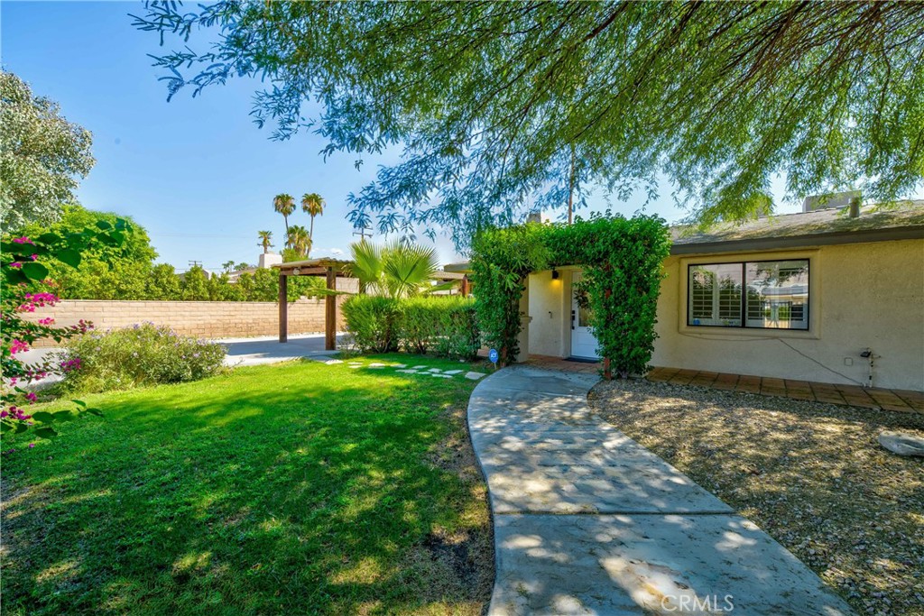 Great property in South Palm Springs. Beautiful home with 4 bedrooms, 3 bathrooms. Very well maintained, fireplace in the living room, remodel pool/ spa with new equipment. 2 common wall brand new, fireplace and yard completely remodel. The primary bedroom and bathroom are located on the south side of the main home . This is a real private oasis . RV parking, extra storage, big 2 car garage. Just minutes away from downtown Palm Springs and the airport. Walking distance to Demuth Pak with Pickle ball courts, baseball fields and dog walks. Amazing mountain view. This is a perfect home for family and friends entertainment. Also available for short term lease ask for details !!