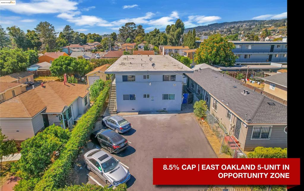 High-yield 5-unit investment in East Oakland’s Opportunity Zone. Located just steps from Arroyo Viejo Park, 2023 80th Ave features (4) 2BD/1BA and (1) 4BD/2BA units across 4,140 sq ft on a 0.14-acre lot. Built in 1962, this two-story property includes gated off-street parking with a 1:1 parking ratio. Schools including East Oakland Pride Elementary, Frick Academy, and Castlemont High are all within 0.9 miles, supporting strong family rental demand. The building sits in a Qualified Opportunity Zone, offering tax benefits for eligible investors. With an in-place CAP rate of 8.9%, this turnkey property delivers immediate income and long-term potential in one of Oakland’s most accessible submarkets.