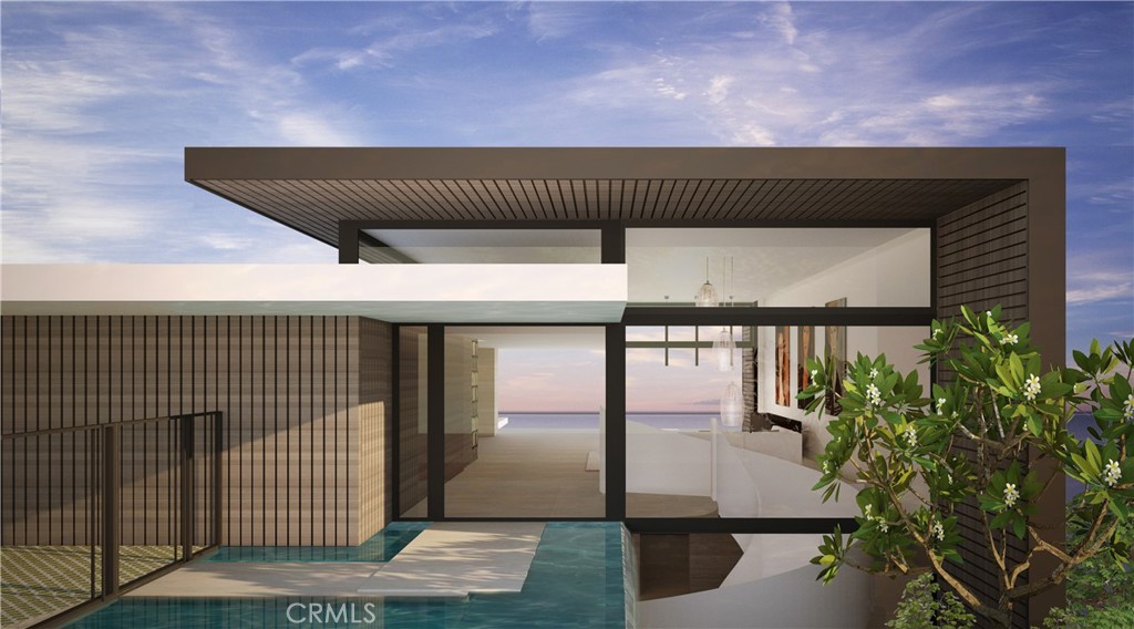 Introducing Villa Azul, an extraordinary ocean-view development opportunity located in the prestigious hills of Laguna Beach. This fully entitled luxury project includes approved architectural plans by world-renowned Horst Architects, with construction currently underway. Set above the coastline, the property captures expansive west-facing views of the Pacific Ocean and is ideally situated just minutes from Southern California’s most iconic beaches and hidden coves. The approved design features an approximately 3,000 square foot main residence and a 700 square foot detached Casita, privately tucked beneath a dramatic 42-foot infinity-edge lap pool that overlooks the ocean. The main level includes a formal entry, open-concept chef’s kitchen, dining and living areas, and a two-car garage, all flowing seamlessly to a covered outdoor entertaining terrace. The lower level hosts the private sleeping quarters, including a resort-caliber primary suite with panoramic ocean views, a spa-inspired bath, and a generous walk-in closet. Each room on this level opens directly to the private pool terrace, creating a seamless indoor-outdoor living experience. The detached Casita offers its own living and sleeping quarters and opens into a serene, landscaped garden setting—ideal for guest use or as a private retreat. Designed with a timeless and natural material palette including ocean silver travertine, marine-grade cedar, exposed concrete, glass, and steel, Villa Azul reflects a warm modern aesthetic that harmonizes with the surrounding coastal terrain. The architectural vision emphasizes clean lines, expansive floor-to-ceiling glass, and fluid transitions to outdoor terraces and spa-style amenities. This is a rare opportunity to realize a signature residence that blends luxury, design, and coastal living in one of Laguna Beach’s most desirable enclaves.