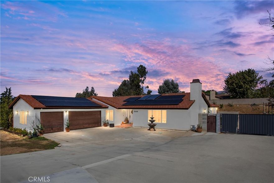 Welcome to 35688 Date Ave.,  Upper Yucaipa, a rare opportunity featuring two single-family homes on a spacious 0.51 Acre Corner Lot. Perfect for multi-generational living, rental income, or investment. The main home offers 4 spacious bedrooms, 2.5 baths, and approximately 1,942 of comfortable living space. It features a traditional layout with a spacious living room, dining area, and generous sized bedrooms. The remodeled kitchen includes granite countertops, pantry, stainless steal appliances,  recessed lighting, and breakfast bar. Additional highlights include dual-pane windows, Central A/C and heating, and primary suite with french doors leading to backyard. The second home, newly built in 2023, offers 3 bedrooms, 2 bathroom an open concept design, and modern finishes, ideal for extended family or additional rental income. enjoy ample RV parking and access, a large covered patio perfect for entertaining, over 40 fruit trees, and beautiful mountain views. With 26 Paid Solar Panels, this property provides energy efficiency and long term savings. Located just minutes from Oak Glen's apple Orchard, hiking trails, schools, and shopping, this property combines comfort, flexibility, and touch of country charm. Two Homes, RV Parking, and over 40 fruit trees, Your Yucaipa Oasis Awaits!