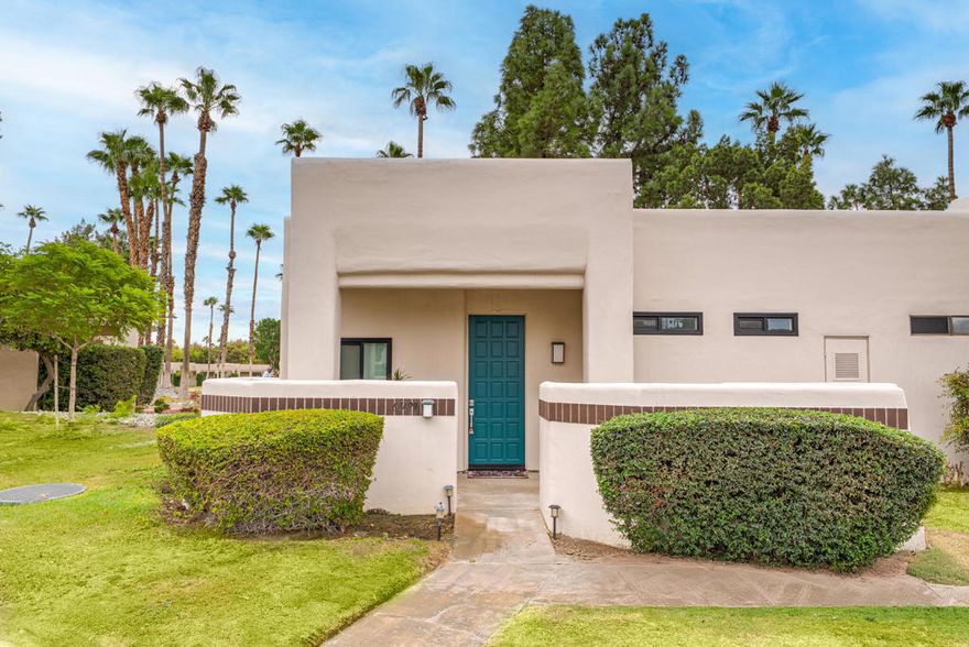 NEWLY REMODELED!!!  Be the first to enjoy this completely remodeled, Southwest facing cul-de-sac condo located on the Lagos #5 golf hole.  Every detail has been thoughtfully designed and executed to surround you or your seasonal tenants in luxury.  Property is currently a seasonal rental and has an excellent rental history with on-site management.  Available now to purchase and move in prior to any rental bookings for 2026.  Desert Princess Palm Springs Resort is a full-service, gated community with 1200 homes, 35 pools and spas, 27 holes of PGA Championship golf, full clubhouse with bar, dining, pro shop and locker rooms.  PGA professional golf instruction, full-service tennis and fitness center, full-service spa, pickle ball, walking trails and more.  The Double Tree by Hilton resort is also on site.Just 10 minutes from Downtown Palm Springs and 20 minutes to Palm Desert El Paseo shopping.  Stater Brothers grocery, Fed Ex Office, Post Office, Wal-Mart, Target, Trader Joe's and all major services are within 5-10 minutes.