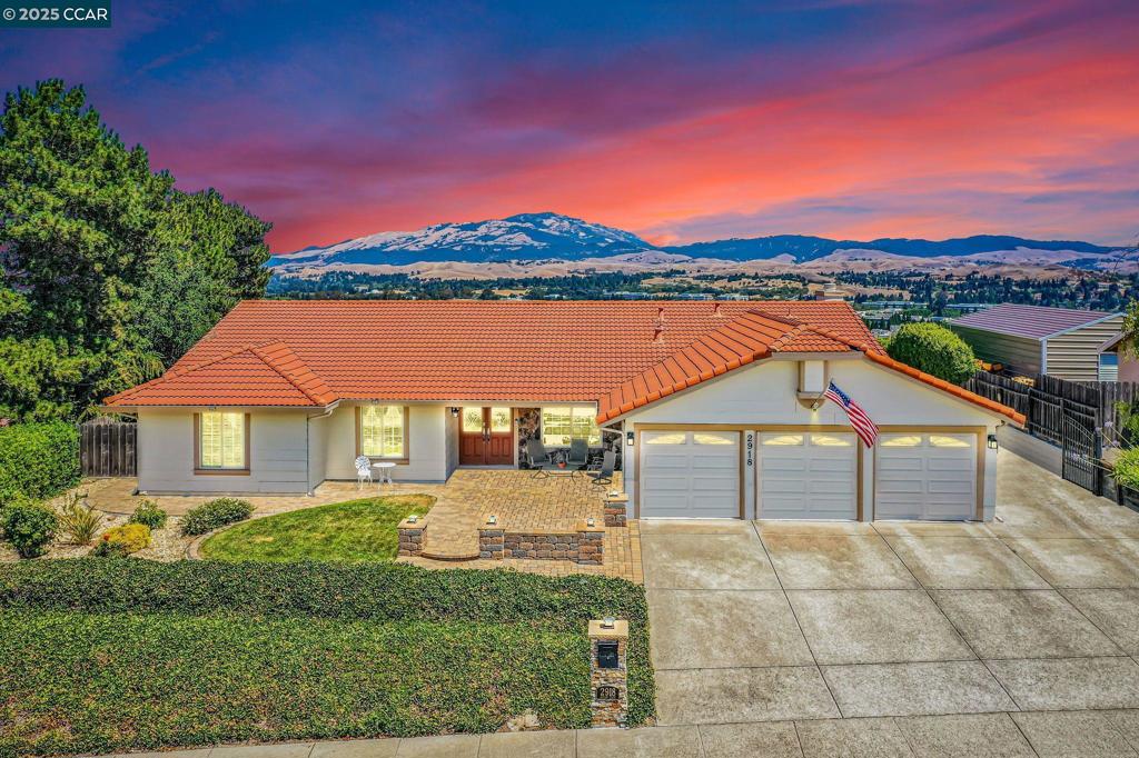 VIEWS, VIEWS, VIEWS!!! Welcome to 2918 Morgan Drive, a beautifully appointed single-story home nestled on an expansive .30-acre lot (approx) in the sought-after Bollinger Hills neighborhood. 4 bedrooms, 3 baths with an approx. 2,291 square feet of living space. Open floor plan, updated kitchen and baths, attractive Travertine tile, hardwood floors and carpeted flooring, updated lighting, SMART home technology, gleaming pool and spa! As you enter the home you are greeted by a dining area to your right, living room straight ahead with picturesque views of Mount Diablo! The left side of the home has 4 generous size bedrooms, including primary suite with backyard access. Large, updated primary bath with jetted tub & stall shower. To the right of the entry you are greeted by a large kitchen-family combo space with raised ceiling, large island, back yard views and much more! Large back yard with pool, sun room, grass area and AMAZING views of the San Ramon Valley! 3 car garage, side yard access for RV/boat parking, close to schools, shops, restaurants, San Ramon City Center, commute access and much more! This one won't last long!!!