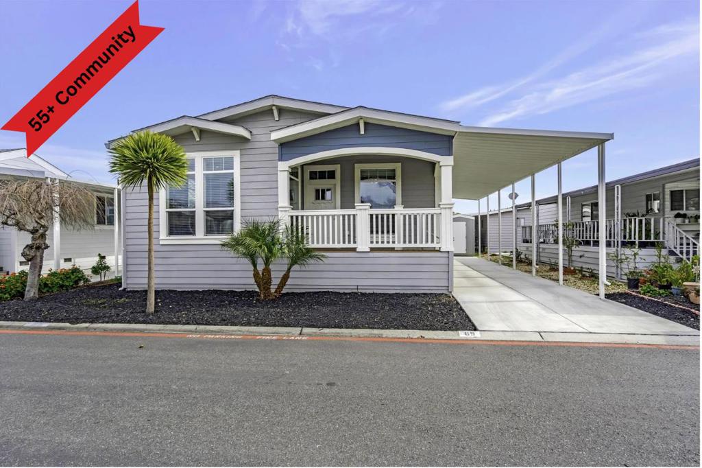 Welcome to Sunnyvale's most sought-after 55+ community! This 3-bedroom, 2-bathroom home is ready to be yours. With its charming, low-maintenance front landscaping, the home immediately welcomes you. Inside, you'll find an open-concept layout offering a spacious living area perfect for working, relaxing, and entertaining. Large dual-pane windows and skylights flood the home with natural light, creating a bright and airy atmosphere. The chef-inspired kitchen features sleek stainless steel appliances, beautiful quartz countertops, large center island, new built-in microwave, and ample designer cabinetry and pantry for all your storage needs. A few other highlights include: new carpet, laminate floors, crown molding, tray ceiling, AC, and a storage shed. The primary bathroom is a true retreat with dual sinks, a walk-in shower, and a generously sized walk-in closet. The two additional bedrooms are comfortable and provide great closet space. Plus, you'll love the convenience of being close to Mountain View, Santa Clara, and major highways 101, 237, and 85. Don't miss out on this incredible opportunity!