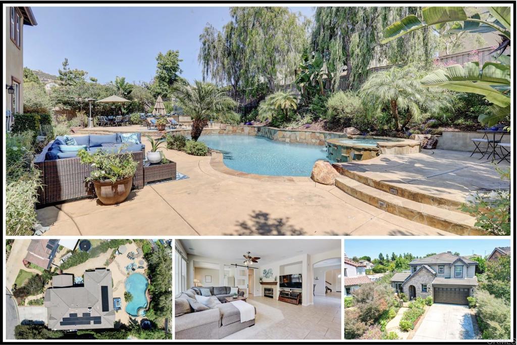 Discover this special gem first time ever on the market with an entertainer's dream yard in the gated community of Saverne in San Elijo Hills! This highly sought-after floor plan rarely becomes available and offers a flexible layout perfect for any lifestyle, featuring a first-floor bedroom with full bath, formal living and dining rooms, a kitchen that overlooks the family room, and a den/office/optional space. The upper level features a loft, two secondary bedrooms, and a private primary suite complete with a retreat, dual walk-in closets, and ensuite bathroom. This expansive backyard is an entertainer's paradise, boasting a pool, spa, fire pit, custom BBQ area, and ample space for both entertaining guests and relaxing in serene comfort! Highlights include solar energy, a garden off the courtyard, true pride of ownership, prime location on a cul-de-sac street, and so much more! Zoned for top rated schools and close proximity to parks and hiking trails, truly capturing the essence of the vibrant San Elijo Hills community.