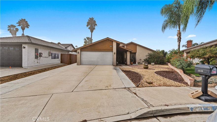 Welcome to 24159 Jimson Pl, Moreno Valley! This cul-de-sac move-in ready home offers 4 bedrooms and 2 bathrooms. Step inside to a bright and comfortable living room featuring a cozy fireplace and plenty of natural light. The kitchen offers ample cabinet space and connects easily to the dining area. Once you step outside, enjoy a large backyard with endless possibilities for entertainment, gardening, or simply relaxing. Conveniently located near parks, schools, shopping, and freeway access. Schedule your tour today!
