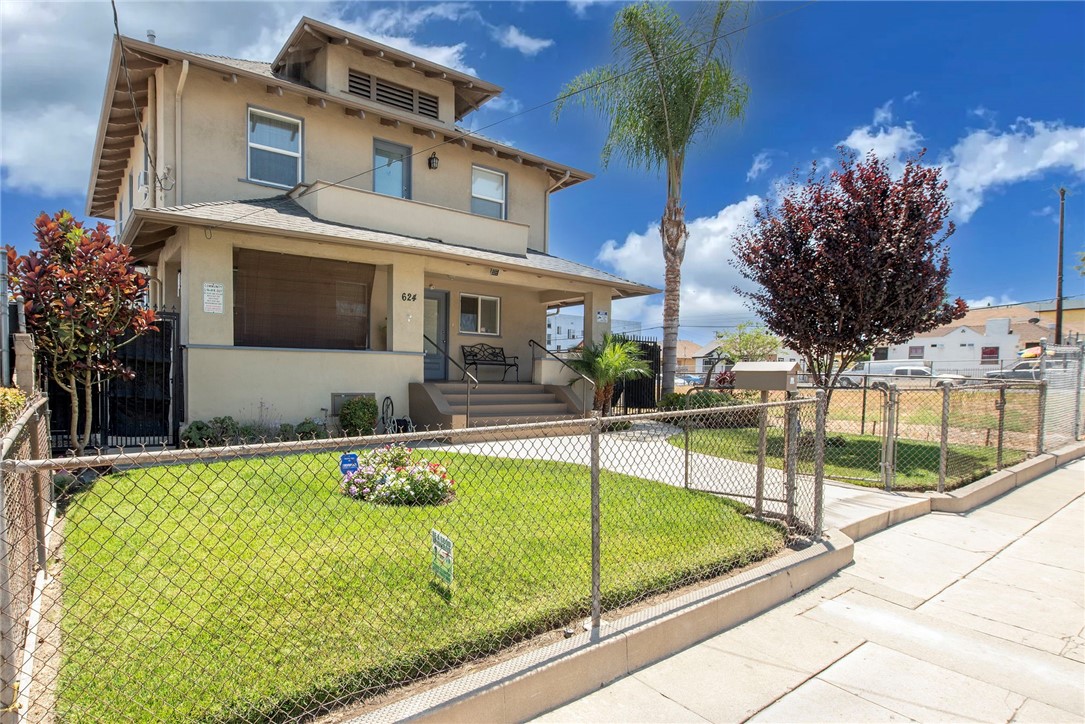 Welcome to 624 South Chicago Street, located in the heart of Boyle Height, just a block from Hollenbeck Park, minuets to the pulse of the great City of Los Angeles and all of its history, venues, and communities. This two-story duplex is currently utilized as a single-family residence and can easily be converted back to its permitted use as a duplex. Manicured front lawn, double wide walk up to a wonderful veranda from which to view the daily sunset. Ground floor consists of one bedroom, a full bath, large dinning & kitchen with an oversized living area. Living room and bedroom have their own window air conditioners. Second floor currently used as three bedrooms with each having a walk-in closet, former kitchen used as an office space adjacent to a laundry room with rear door. Upstairs living room can be converted back to a living room area with the adjacent office area reversing its use as a kitchen. Drop down stairs to access the attic area. Security system servicing the exterior and interior of this property is included with the sale of the property along with the kitchen stove and two metal sheds. There are three gates accessing the alley, two of the rear gates are operated manually the middle rear gate is operated electronically for secure ingress and egress. One single car garage has been converted as an office/studio use with its own air conditioner; the other single car garage is used as a work room. Rear yard is completely cemented and is RV friendly. Property is zoned RD.15 and has potential to build two additional units, subject to verification with the City of Los Angeles.