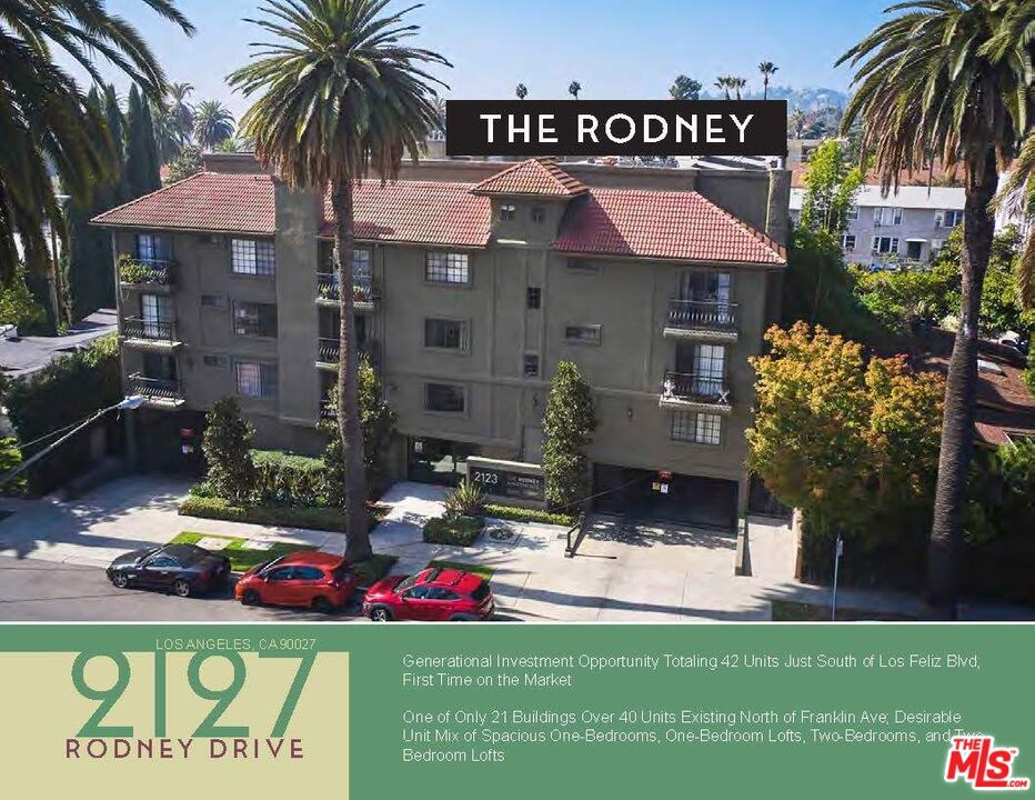A generational investment opportunity of a 42-unit apartment building in Los Feliz, one of the most coveted rental submarkets in all of Los Angeles, located just south of Los Feliz Blvd between N Vermont Ave and Hillhurst Ave. This is the first time the property has been on the market since it has been developed in 1986, a rare opportunity to purchase a sizeable asset in this pocket of the submarket with only 21 buildings over 40 units existing north of Franklin Ave. Los Feliz is considered a premier rental market of Los Angeles attracting quality tenants and providing easy access to amenities in Hollywood as well as the 101 & 5 Freeways. The building features an ideal, rare unit mix of spacious units made up of 24 one-bedrooms (652-871 SF), six one-bedroom lofts (916-931 SF), nine two-bedrooms (951-1,012 SF) and three two-bedroom lofts (1,173-1,202 SF). The unit interiors are well-maintained with central A/C, fireplaces, dishwashers, microwaves, and new flooring and paint in the majority of the units. The rental income provides stable current cash flow to an investor with additional upside over 18% achievable through further interior unit renovations such as recessed lighting and upgraded kitchens and bathrooms. The 1986 construction does not fall within the city of Los Angeles rent control. The property is being offered with favorable assumable financing in-place with current principal balance of $9.13 MM, interest-only until August 2030 at a 2.82% interest rate. The property has gated, subterranean and ground-level parking with approximately 82 parking spaces and tenant fob-controlled entry and exit. Furthermore, there is a community laundry room with three washers and dryers. The currently laundry lease with Dadson is nearing expiration, allowing an investor to collect substantial future laundry income. The property will be delivered with essentially no deferred maintenance as the building has been meticulously maintained throughout the years. There is a professional exterior faade and lobby with a secure, intercom entrance leading to an elevator with access to each floor. The common area hallways are in pristine condition and there is a security camera system in-place ensuring safety throughout the building. There is also a community common area patio with two barbeques and an abundance of seating for tenant's enjoyment. The neighborhood of Los Feliz is highly desirable and a densely populated rental market of Los Angeles. Surrounded by multimillion-dollar single-family residences north and south of Los Feliz Blvd, the property provides apartment renters the opportunity to reside in an affluent community. The neighborhood borders sprawling Griffith Park, beloved by locals for its hiking, concerts at the Greek Theatre and stargazing at Griffith Observatory.