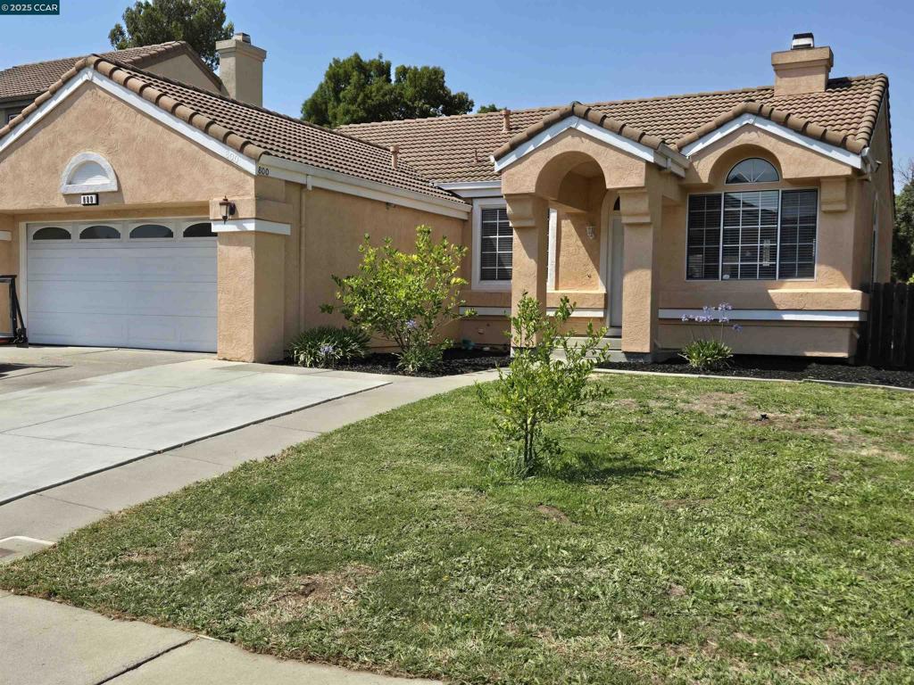 Highly sought-after single-story home in the Lawler Ranch community of Suisun City. Bright and open, this 3 Bedroom home has been lovingly maintained. The large Kitchen boasts a breakfast bar, pantry, recessed lighting, stainless steel appliances including a gas range, refrigerator and dishwasher. Primary Bedroom en suite with mirrored closet doors, and 2 additional good sized Bedrooms. Primary Bathroom with dual vanities, and another Full Bathroom. The Livingroom, family room with fireplace and dining area sparkle with newer flooring and baseboards. Indoor laundry - washer and dryer included! This home is situated on a prime corner lot. The spacious backyard has a recently rebuilt deck, a variety of fruit tress, and plenty of room to play, dine or outdoor entertaining. The 2-Car Garage with a 220 volt outlet for EV charging, and extra wide driveway provides ample parking. Located near neighborhood parks, dining, shopping, HWYs 12 & I80, Travis Air Force Base. Don't miss this opportunity to make this your dream home. 800 Gazebo Court... Welcome Home!