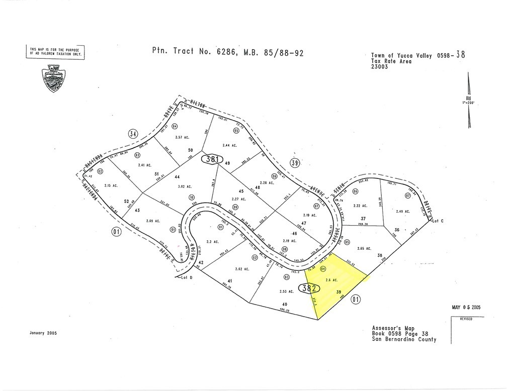 Vacant Lot for sale. Approximately 2.6 Acres of rolling hills in the outskirts of Yucca Valley. There is a dirt road at the front of the property. Close to development and no to far from the city.