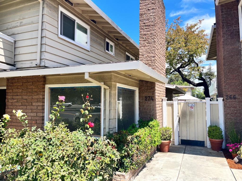 Bright and airy remodeled top floor unit in the highly desirable Cuesta Park neighborhood and proximity to downtown. Beautiful neutral palette with modern features. This meticulously maintained 2 beds and 2 baths corner unit has an open floor plan, recessed lighting, engineered wood flooring, double-paned windows, living and dining area. The kitchen features ample cabinets for storage, a brand new Samsung refrigerator, quartz countertops, designer tile backsplash, and stainless steel appliances. A bonus room with a door, perfect as a quiet office space. Spacious master bedroom w/ ensuite bath. Convenient in-unit LG laundry. One-car covered carport parking w/storages, EV charger outlet, and plenty of additional parking spaces. The quiet community offers an attractive communal pool. Conveniently located near Ranch 99, Nijiya Market, parks, Stevens Creek trails, high-tech companies, freeways, and more. Excellent top-rated schools. Bubb, Graham, Mountain View High. (Buyer to verify)