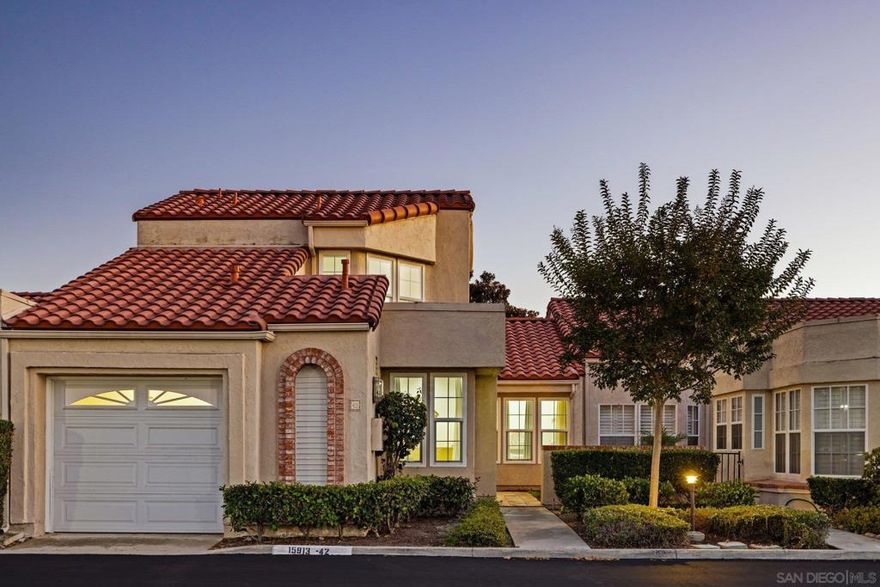 Presenting a Turnkey, 2-story townhome in Las Brisas - located in Rancho Bernardo within the desirable Poway School District! This 3 bed/2.5 bath home offers a main-floor primary suite, a third bedroom upstairs with ensuite bath, new appliances, recessed lighting, a new water pressure regulator, and a new roof (Feb 2025). Enjoy a one-car garage plus additional unassigned parking directly in the front. The private, low-maintenance backyard is perfect for relaxing or entertaining and the inside is surrounded by abundant natural light. Residents enjoy resort-style amenities with access into BERNARDO HEIGHTS REC CLUBHOUSE featuring two pools, hot tubs, tennis courts, pickleball courts, and more — all included in your $555/month HOA.