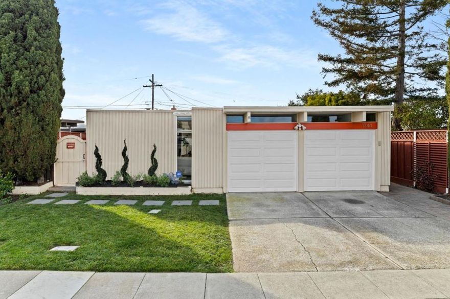 This stunning Eichler home has been meticulously updated to seamlessly blend modern amenities with mid-century charm. The interior boasts an open floor plan flooded with natural light, showcasing the signature Eichler post-and-beam construction and expansive glass walls. The kitchen features sleek countertops, stainless steel appliances, and ample storage. Both bathrooms have been elegantly renovated with contemporary fixtures and finishes. The spacious bedrooms offer comfortable living spaces with ample closet space. Outside, the property is landscaped to perfection, providing a serene retreat with mature trees, a patio area, and plenty of room for outdoor entertaining. Additional updates include. Enjoy the quintessential California lifestyle in this beautifully renovated Eichler home. With its central location, residents can easily explore the centrally located near parks, restaurants, top rated schools and convenient access to Downtown San Mateo!