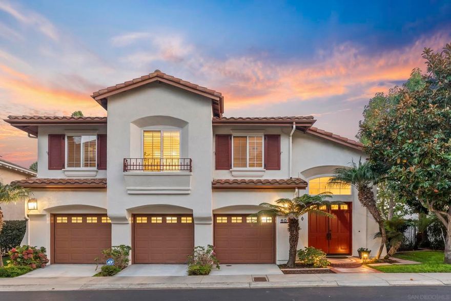 Welcome to this meticulous four-bedroom home located just four streets from the top in the highly desirable gated Ridgegate community in La Jolla. This inviting Meridian floorplan offers expansive living spaces. Enjoy the living and dining great room with soaring 20+ft ceilings and abundance of windows that create a warm, open atmosphere perfect for entertaining. Beautiful brand new hardwood floors throughout the downstairs area. The spacious kitchen features a center island, new Bosch refrigerator and new gas cooktop. You’ll enjoy how the kitchen flows seamlessly into the breakfast area and family room with fireplace. The generous primary suite boasts high ceilings and has a private outdoor deck with canyon/mountain views. The backyard is ideal for outdoor living, complete with a built-in BBQ, mini fridge, and sink. Other features include air conditioning, high end HEPA filter and a three-car garage. Residents of Ridgegate La Jolla enjoy exceptional community amenities including a pool, spa, clubhouse, sport court, and playground. Conveniently located minutes to La Jolla Village, La Jolla Cove, La Jolla Shores, Pacific Beach, Mission Beach/Bay, top-rated schools, restaurants, shopping and more.