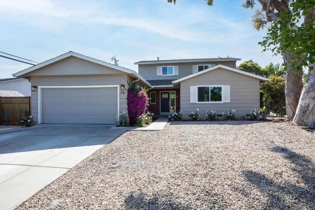 Beautifully updated 5 bedroom, 2 ½ bath home in desirable Mountain View neighborhood. As soon as you enter, the beautiful hardwood floors will beckon you in. Fantastic new open concept kitchen with abundant cabinet space, quartzite countertops, stainless-steel appliances, breakfast nook and dining bar flows into the family room with wood burning fireplace. Roomy ground floor primary bedroom suite with walk-in closet and new bath with dual sink vanity and stall shower. Additional bedroom on main level along with 3 more bedrooms upstairs and remodeled hall bath. Additional features include new dual paned windows, LED lighting, new main electrical panel and subpanel and attached 2-car garage with epoxy floor. Located on a large 7,372 sq ft corner lot with newly landscaped rear yard featuring gorgeous paver patio and large lawn area. Just minutes to Downtown Mountain Views shops and restaurants, farmers market, CalTrain and Lightrail with easy access to all major highways and Silicon Valleys major employers. Highly acclaimed schools include Los Altos High (buyer to verify).
