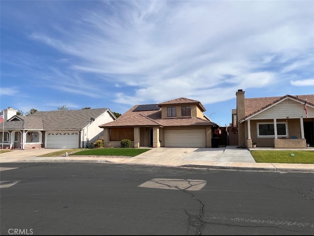Beautiful Two Story, high ceiling home in one of the Most Desirable Areas of Victorville! Close to the Bear Valley Mall, plenty of shopping centers, and easy access to the 15 freeway Bear Valley Exit. Open floor plan with 3 Bedrooms & 2 and a half bathroom, Master Bedroom, Master Bath and Walk in Closet, with dual sinks. Open shed in the backyard, can be used for extra storage. Appliance included is a Rain Soft water purifier, that has reverse osmosis attached to kitchen sink. Outside the drive way, has been extended to add more parking space 6 cars total. Attached garage and central heating/cooling. Water saving drought resistant grass has been added by seller recently to save money on water bill and maintenance. Solar Panels from Sunnova have been purchased to home to save money on high energy bills! Buyer will need to transfer to their name. Don't miss out on this convenient home and roomy home! This area is served by the Victor Elementary school zone. Please be advised, listing agent is owner.