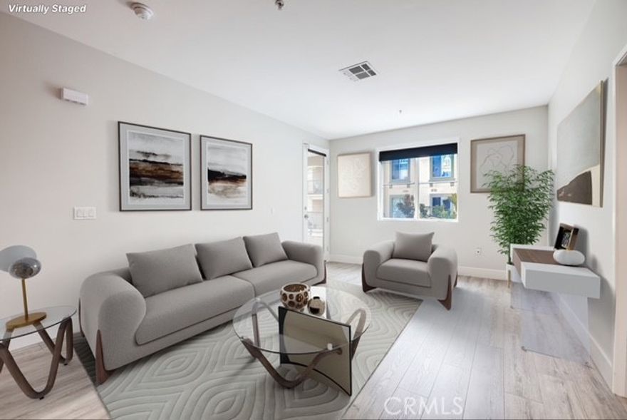 Welcome to this beautiful residence at Avenue One in the heart of Irvine . This fully renovated 2 Bedrooms and 2 bath condo offers 2 large bedrooms with walk-in closets separated by the living area for privacy. Enjoy access to the large balcony from both the living room and secondary bedroom or office. Large fully renovated  kitchen with all the amenities , gas stove , Garbage disposal, dishwasher , beautiful slab countertops. All Appliances recently replaced, basically brand new! BRAND NEW AC! Separate inside laundry room with washer and dryer( included). Fabulous onsite amenities including heated pool and spa, beautifully appointed club house (kitchen, lounge, meeting room, and on site management), Fitness center, indoor half-basketball court, BBQ area, kids playground and more! Located in the center of all the best  Irvine has to offer...amazing shopping, award winning restaurants, the beach, and UCI. Includes 2 designated carport spaces.