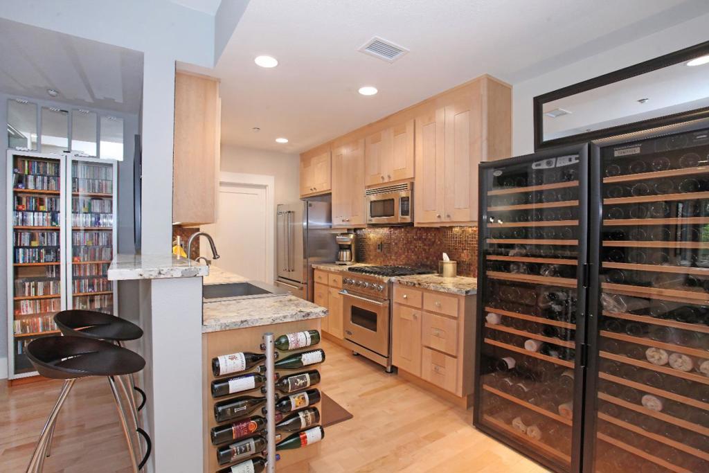 Pending~Application Accepted. NEW PRICE! Pets considered under 25 lbs. Quiet (located away from El Camino)~Contemporary Ground Floor Unit Completely Renovated w/Modern Finishes Throughout. Formal Entry, Stylish Living Room w/Stone Accent Wall & Limestone Surround FP, Gourmet Kitchen w/Viking Professional Series App, Custom Glass Back splash, Julien Commercial Sink & Pantry. 2 Full Custom Baths. Exquisite Master w/Walk-in Closet, Bath w/Marble Countertops. Outdoor Wrap-Around Yard.