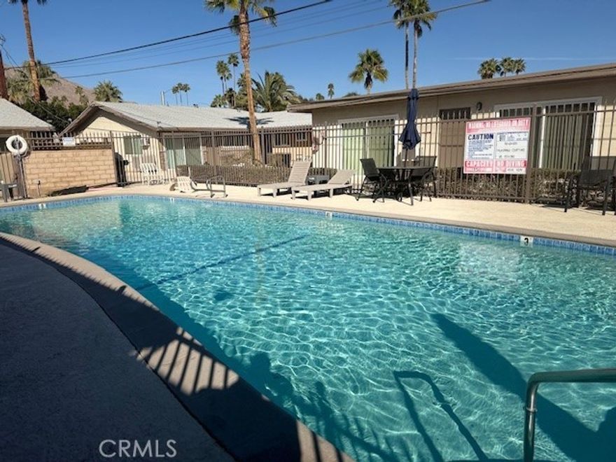 The property is conveniently located across the street from Margaritaville at Vista Chino and Indian Canyon. The property is also located only a few blocks from several schools, and a park and is within close proximity to downtown Palm Springs and all of its amenities. 



The property has been renovated both interior and exterior. The renovations include all new exterior painting, exterior foam and stone treatment, all new landscaping, all new lighting, new pool decking, pool furniture, new BBQs in the courtyard, and all new laundry equipment for the laundry rooms. 

This unit has updated flooring, new paint, new blinds, new energy-efficient heating, and air conditioning systems, all new appliances, new hardware, and finishes.