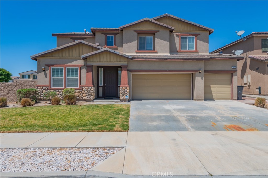 Welcome to your dream home in the highly desirable community of Eastvale. This beautiful single-family home situated on a corner lot with five spacious bedrooms and three full bathrooms. This home offers the perfect blend of comfort and convenience. One bedroom is conveniently located downstairs, ideal for guests or multi-generational living. The spacious kitchen boasts a large center island with granite countertops, stainless steel appliances, and an open layout that seamlessly flows into the huge family room with a cozy fireplace. A large walk-in pantry provides ample storage for all your groceries. Upstairs, the bright and spacious loft, the expansive master suite offers a huge walk-in closet, a shower and a large soaking tub for ultimate relaxation. Three additional bedrooms share a full bathroom. Fully Landscaped front and backyard with plenty of room for entertaining Family or Guests. Enjoy the convenience of top-rated schools just minutes away, along with the scenic Santa Ana Riverwalk Trail, a flat, family-friendly trail perfect for horseback riding, road biking, and running, open year-round. Shopping and dining are a breeze with 99 Ranch Market, Costco, and more grocery store nearby. plus, convenient location to FWY 60, 15 and 91 makes commuting effortless. Ready to move in, Must See!