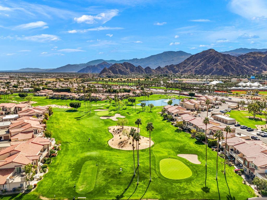 Palm Royale is a great find! Conveniently located at the Four Corners on border of Indian Wells, La Quinta, Palm Desert and Bermuda Dunes, situated across the street from world renowned Tennis facility. Unit is located in desirable location at rear of development- no road noise here! Upgraded 1 BR unit with Granite slab counters in Kitchen, interior private laundry and easy care floors. Open and bright living and dining area. Cozy patio and BBQ overlooking golf course. Palm Royale boasts an 18 hole Par 3 course where tenants can enjoy unlimited golf for an additional fee of $175/month (Tenant to confirm ). Unit is located directly across from one of 6 serene pool and spa areas. Clubhouse, fitness area, tennis and pickleball are also available for your enjoyment. Rent includes HOA dues, Gardener, Pools, Spas, basic cable and trash. Although ideally Landlord is looking for a long term tenant, shorter stays may be available upon approval.