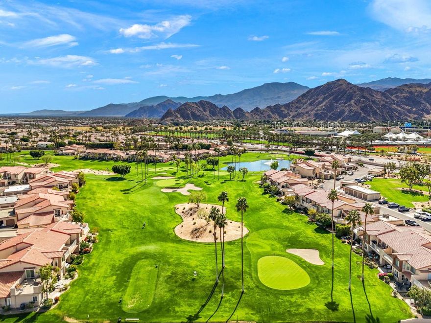 Short term or long term available! Palm Royale is a great find! Conveniently located at the Four Corners on border of Indian Wells, La Quinta, Palm Desert and Bermuda Dunes, situated across the street from world renowned Tennis facility. Unit is located in desirable location at rear of development- no road noise here! Upgraded 1 BR unit with Granite slab counters in Kitchen, interior private laundry and easy care floors. Open and bright living and dining area. Cozy patio and BBQ overlooking golf course. Palm Royale boasts an 18 hole Par 3 course where tenants can enjoy unlimited golf for an additional fee of $175/month (Tenant to confirm ). Unit is located directly across from one of 6 serene pool and spa areas. Clubhouse, fitness area, tennis and pickleball are also available for your enjoyment. Rent includes HOA dues, Gardener, Pools, Spas, basic cable and trash. Although ideally Landlord is looking for a long term tenant, shorter stays may be available upon approval.  Seasonal rates as follows: Jan - March $4k/month April $3500 May $3k June- Aug $2300/month Sept- Oct $3k November $3500 December $4k Monthly rent includes all utilities with a $150 cap and $250 non refundable cleaning fee