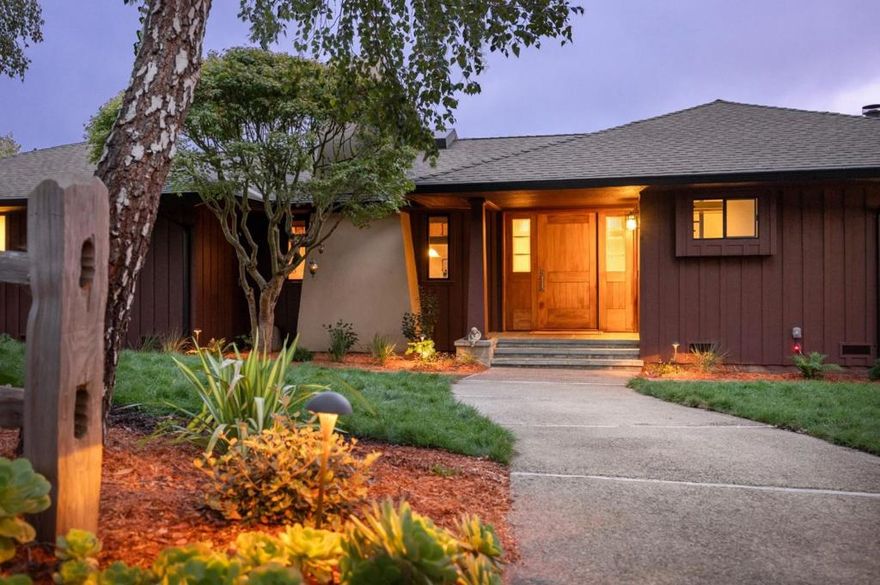 Soulful retreat in remarkable Happy Valley setting, w/grt community vibe & close-in commute location. Mesmerizing views, relaxed ambiance, nice privacy & long list of contemporary upgrades. 2.8 acre park-like parcel w/old oaks, landscaped grounds, native plantings  & resort-style amenities: outdoor spa, shower, fire pit, wraparound decks. built-in benches, dramatic night lighting. 4br, 3.5ba,  3100 sq ft home w/timeless arts & crafts feel, birdseye maple cabinets, hdwd floors, natural stone counters, slate hearth. Experience an iconic indoor/outdoor lifestyle. Myriad options for sun/shade, al fresco dining, family entertainment & stargazing.  Comfortable open kitchen plan w/pantry, bar seating, formal dining  stainless appliances, skylight & walls of windows that frame the views. Ground floor br w/full bath. Primary suite w/extra art space & bath w/Carrera marble, glass shower, soaking tub. No detail overlooked: new roof, decks, forced air furnace & AC, water filtration, generator, gig speed wifi, translucent gar. door. LED lighting &LG Signature Washer/Dryer. Fruit trees & room for garden & chickens. Professionally landscaped w/low maintenance lawn. A  profound sense of place w/a mindful connection to nature. Acclaimed Happy Valley school nearby, only 25 minutes to Los Gatos.