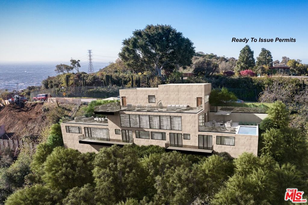 Ready To Issue Permits. Views, Views, Views! Unmatched Panoramic views & RTI Permits Ready. Experience breathtaking 200-degree panoramic views of the valley and mountains from this extraordinary development opportunity. With an impressive 145 feet of street frontage, this property offers both privacy and grandeur, making it a rare find in one of the most coveted locations. After nearly four years of meticulous planning, design, and entitlement, this striking modern contemporary masterpiece is now RTI (Ready to Issue) for permits, allowing you to start building immediately. Spanning nearly 4,000 sq. ft., the thoughtfully designed residence embodies luxury living, seamlessly integrating modern elegance with its stunning natural surroundings. Plans include a two-story, 28-foot-high home featuring 4 bedrooms and 6 bathrooms. The design also boasts an approximately 20' x 10' swimmer's pool, a two-car garage, and additional on-site parking for three vehicles. Don't miss this incredible opportunity to bring a dream home to life!Seller financing is available, and a bid for the foundation is also available.
