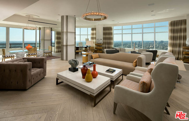 "Above it all". One of the finest Penthouses in Los Angeles. Designed by Robert A.M. Stern with interiors by renowned designer Joan Behnke. Gracing an entire half floor at The Century. Almost 360 degree Panoramic views from the, Hollywood hills, Pacific Ocean to Downtown. Over 6,000sqft of tailored elegance. Features include: 1,850sqft living room opening on to two large entertaining terraces, gracious formal dining, custom gourmet kitchen, 2 en-suite guest rooms, and direct access private elevator. Sumptuous master suite w/ lacquered zebra wood library, dual bathrooms and large showroom walk-in closets. A double-sided glass wine cellar, soaring ceilings and explosive views from nearly every room complete this unrivaled penthouse. The Century includes world class amenities and is considered the finest residential high rise in Los Angeles. A rare offering shown only to prequalified clients.